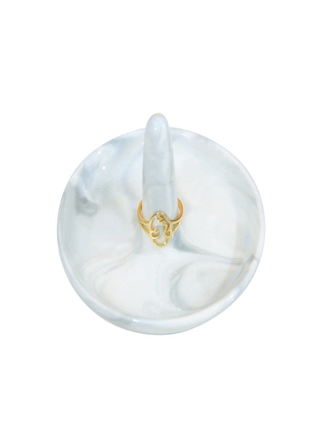 oskas Marble Ring Dish Holder,Decorative Porcelain Trinket Jewelry Dish Tray for Rings Earrings Necklaces,4 inch,Engagement Wedding Birthday Mother's Day Christmas Gift - Image 1